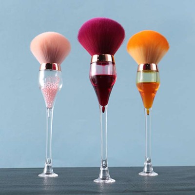 Beauty Girls Single Foundation Wine Glass Makeup Brushes, Private Label Cosmetic Tools Wine Make Up Brushes